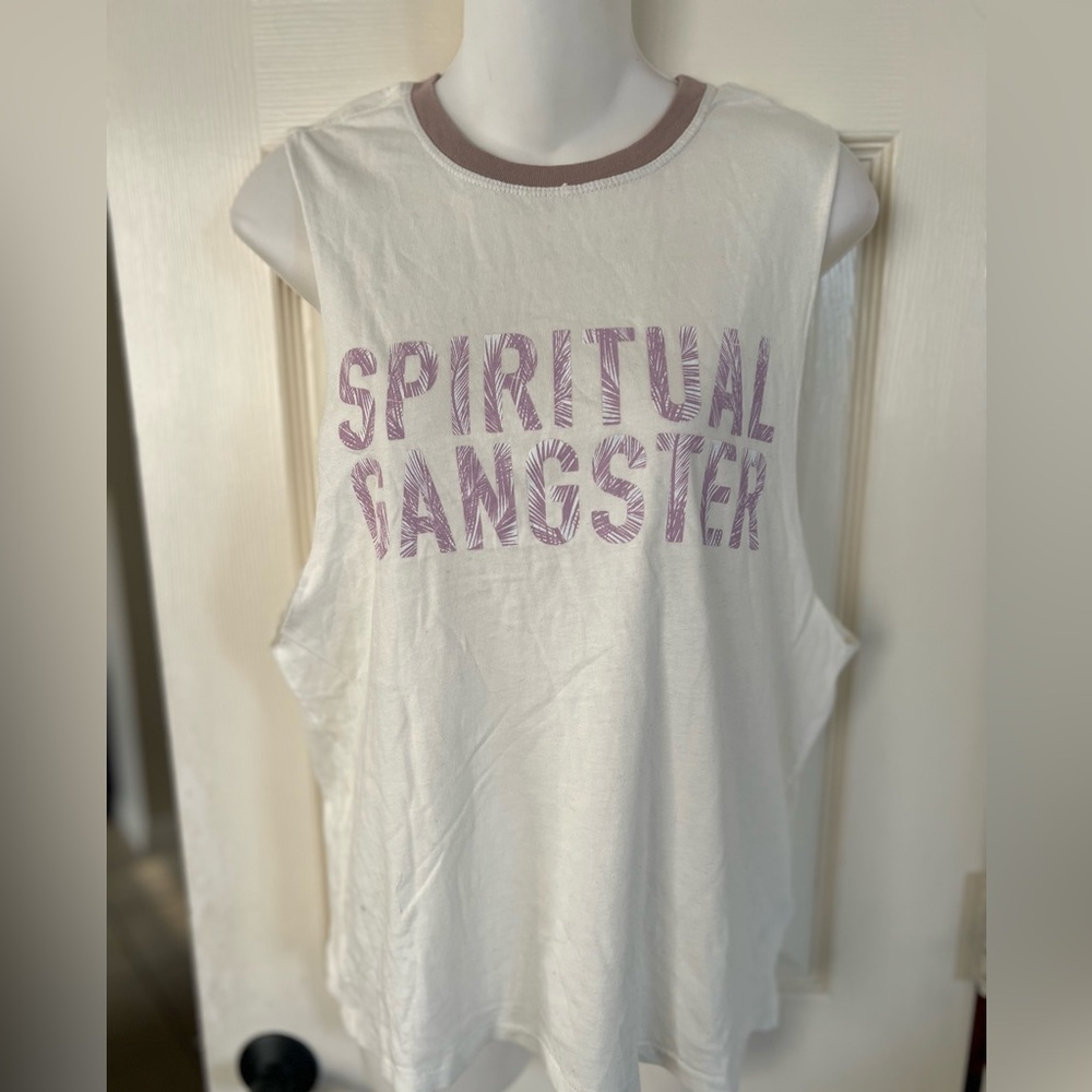 Spiritual Gangster White & Blush Varsity Tank Sz XS